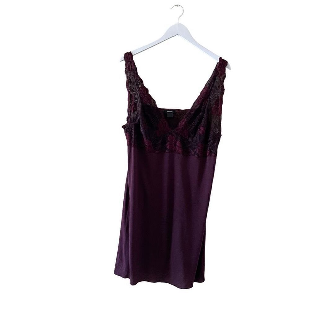 Natori Trendy Burgundy Zen Floral Sleeveless Lace Embroidered Bust SZ L